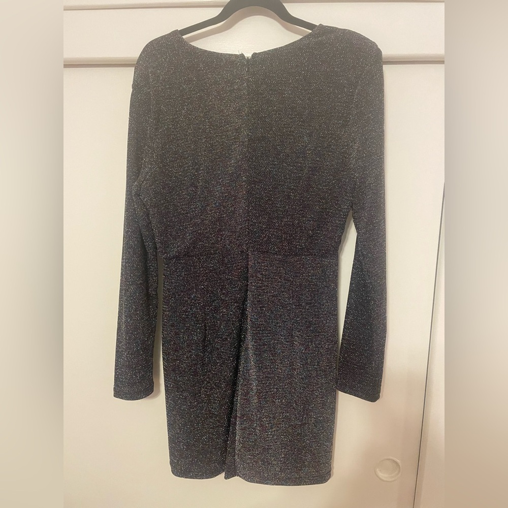 Aqua Sparkle Twist Front Mini Dress